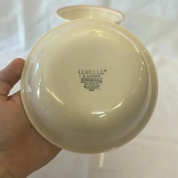Corelle CRANBERRY BLOSSOM 6 & 1/4" Cereal Bowls Red,Pink Band - Picture 3 of 3